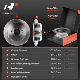 A-Premium Rear Disc Brake Rotors and Ceramic Pads Kit with Calipers Compatible with Mitsubishi Endeavor 2004-2008 3.8L, Endeavor 2010-2011 3.8L 8-PC Set