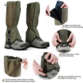 UNIQOCK Adjustable Snake Gaiters for Men Women,Snow Boot Guard Gators,Shoe Gaiters,Waterproof Hiking Gaiters for Hunting,Running,Snow,Mountain Climbing,Yard Work