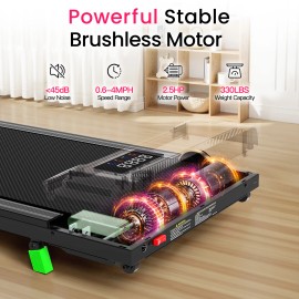 AKLUER  Best Quiet Durable Brushless Motor 2 in 1 Running Walking Pad Foldable Under Desk Treadmill with Handlecolor: Black
