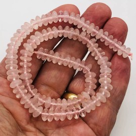 PremiumBead Rose Quartz 16" Strand Rondell | 8x4 mm | Pink | 100 Beads |