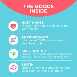 OLLY Teen Girl Multivitamin Gummies, Berry Melon, 70 Ct