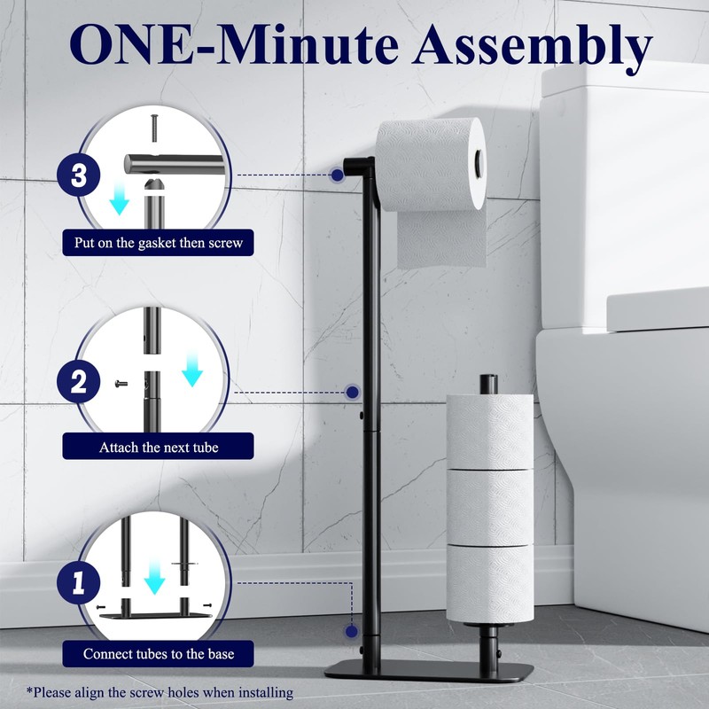 Kitsure Toilet Paper Holder Free Standing - Large Capacity Toilet