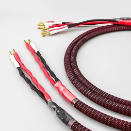 Canare 4S11 HI-FI BiWire Speaker Cable Pair, BR Braided 2 to 4 Banana, 6 Ft.