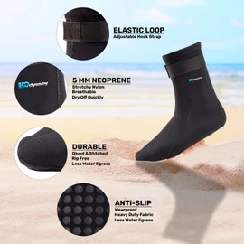 H2ODYSSEY 5mm Neoprene Diving Socks - Water Socks with High Ankle for Extended Protection (as1, alpha, m, regular, regular)