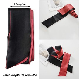 Ziyero 2 Soft Long Satin Blindfold Blindfold Comfortable Sleeping Masks Adult Sleep Masks Costume Soft Stylish Ironable for Home, Travel, Office, Yoga, Meditation, Couple Games - Rose + Black