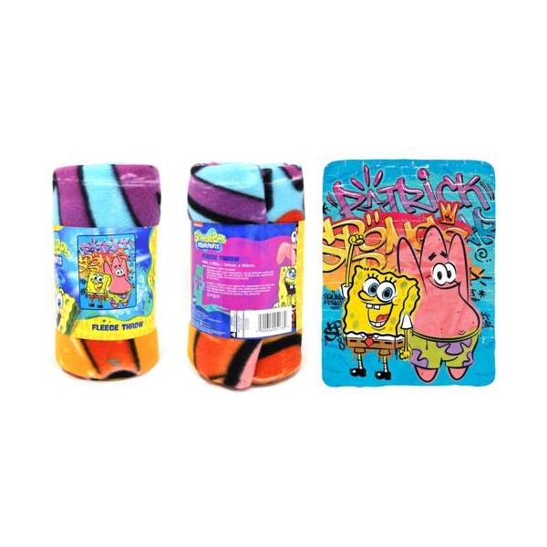 SpongeBob SquarePants Nickelodeon Cool Fleece Throw Blanket - Spongebob and Patrick Star Kids Throw Blanket for Boys & Girls, Soft & Cozy Lightweight Plush Fabric Bed Cover & Decor - Size 45" x 60"