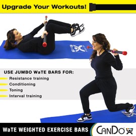 CanDo Jumbo WaTE Bar 17.5lb Dark Blue, Total Body Workout Weighted Exercise Bar for Strength Training, Toning, and Physical Therapy