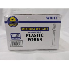 Sunset Medium Weight Disposable Plastic Forks Bulk White Plastic Silverware 1000ct