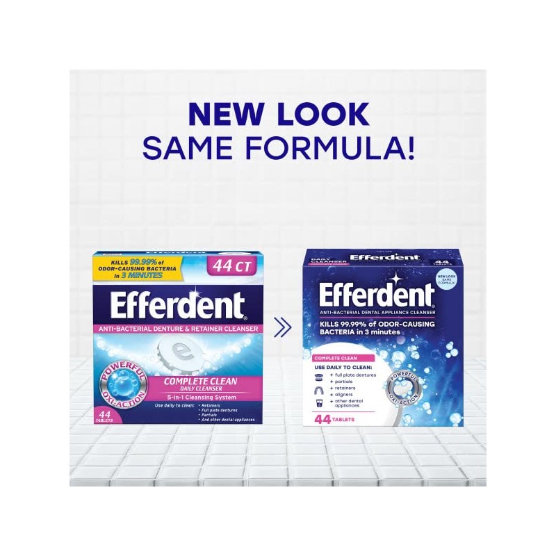 Efferdent Denture Cleanser Tablets, Complete Clean, Cleanser for Retainer and
