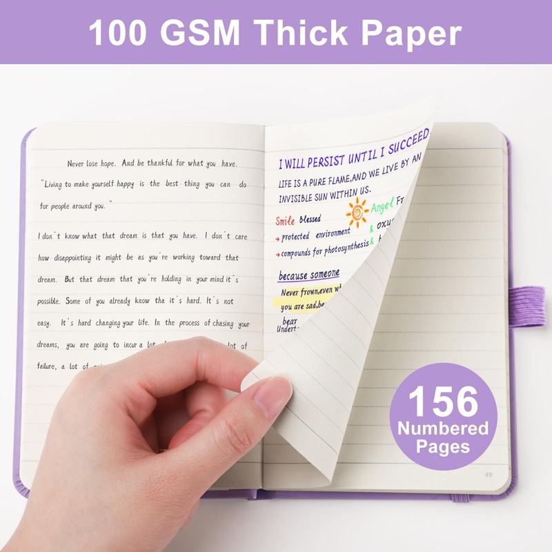 EMSHOI A6 Small Lined Notebook, 160 Numbered Pages, 100 g/m²