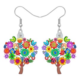 HUAGEO Valentines Day Acrylic Novelty Teardrop Rose Flower Earrings Spring Tree Dangle Jewelry Charms For Women Fun Holiday Gifts (Floral)