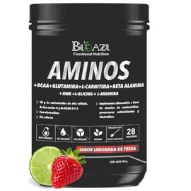 Aminoacidos esenciales con BCAA, Carnitina, Glutamina, Beta Alanina, HMB, Arginina, Glicina y Electrolitos | Sin Azúcar, Keto, Sabor Natural | Apoyo al Rendimiento y Recuperación