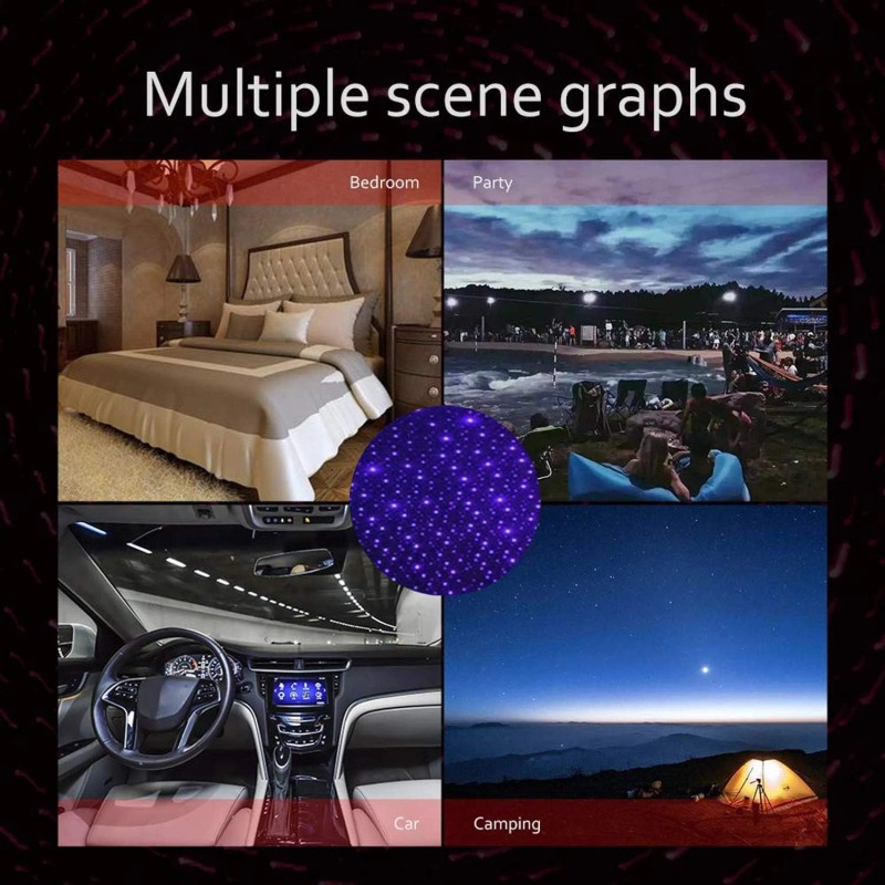 LEDCARE USB Star Projector Night Light, Portable Violet Blue Star