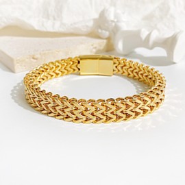 925 Stainless Steel Miami Cuban Bracelet for Men Cuban Link Chain Bracelets,7.5/8/9inch Square Box Buckle Thick Big Link Man Bracelets Hip Hop Jewelry (Gold 7.5 inch)