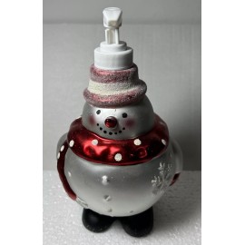 Anna's linens New Christmas Holiday Soap/Lotion dispense Snowman silver with glitter