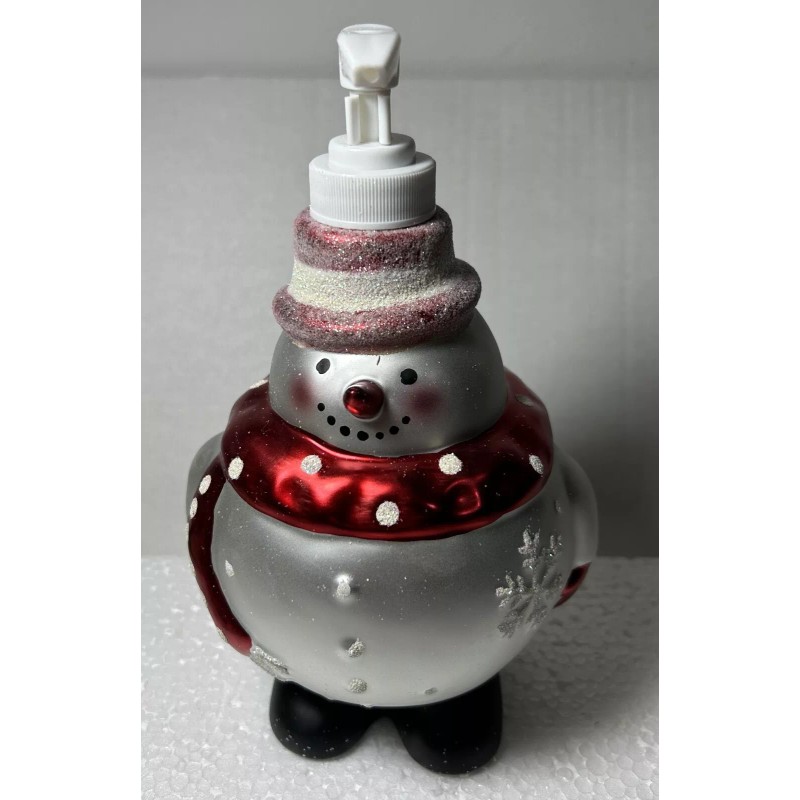 Anna's linens New Christmas Holiday Soap/Lotion dispense Snowman silver with