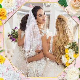 Vicenpal Bachelorette Veil Bridal Veil with Comb Wedding Veils for Brides White Short Veil for Bachelorette Party (Heart)