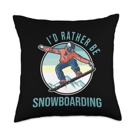 I’d Rather Be Snowboarding Retro Ski Goggles Winter Vacation Throw Pillow