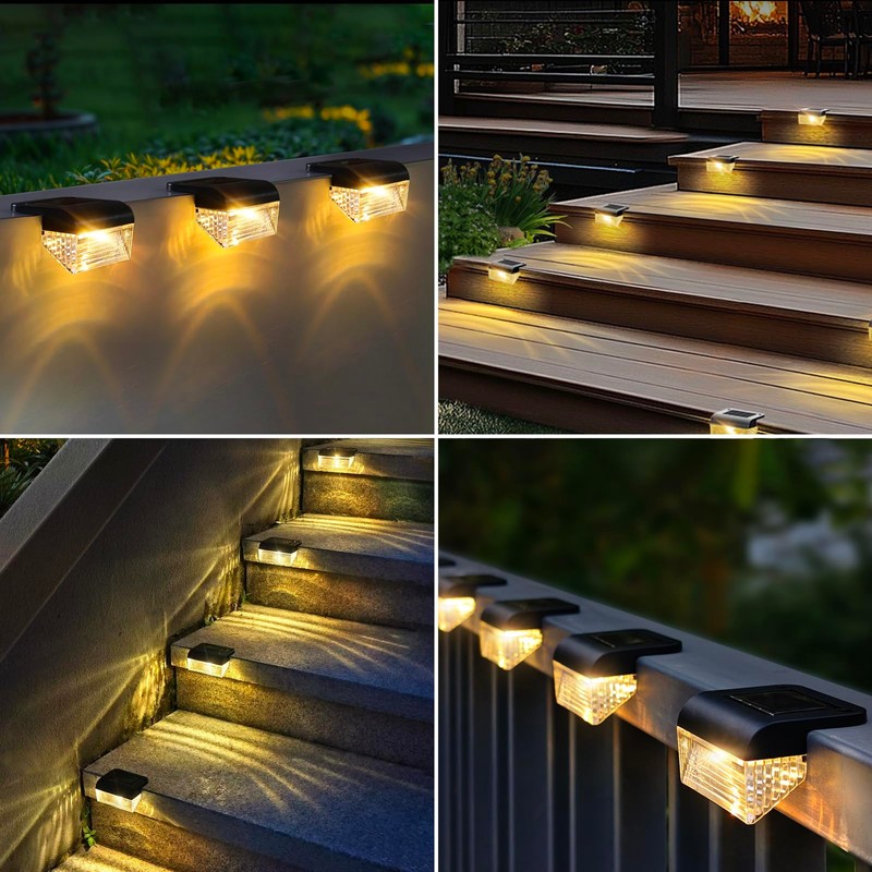 Srtyuo Solar Fence Lights Outdoor 8 Pack - Deck Lights