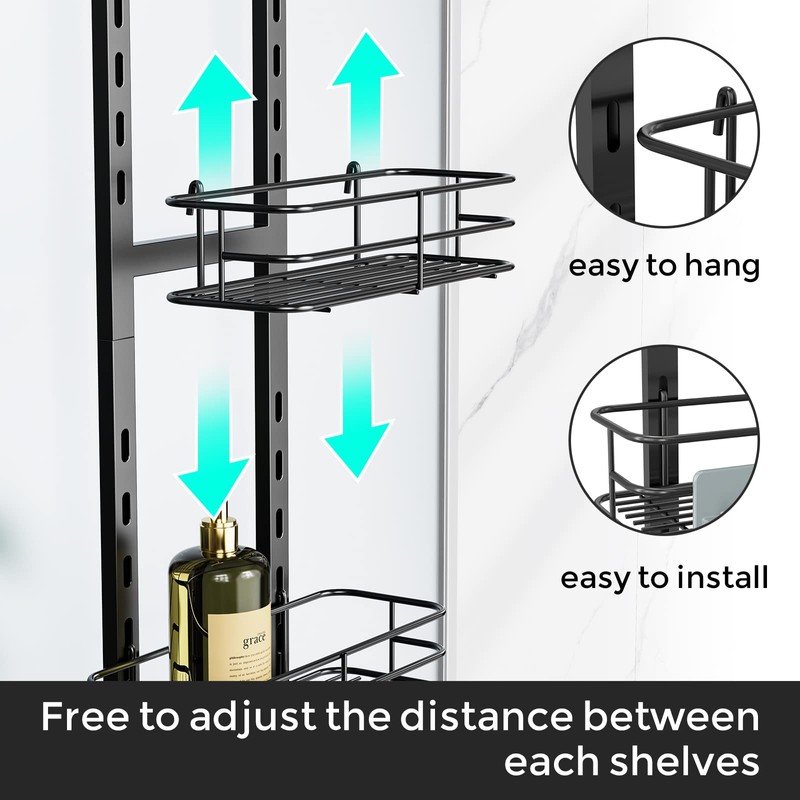 ODesign Over The Door Shower Caddy, 3-Tier Adjustable Hanging Caddy