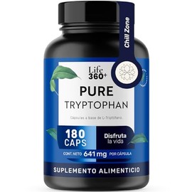 LIFE 360+ Pure Tryptophan | 180 Cápsulas a Base de L-Triptófano | Cápsulas de Gelatina y Agua | Suplemento Alimenticio de 641 Miligramos | 90 Porciones