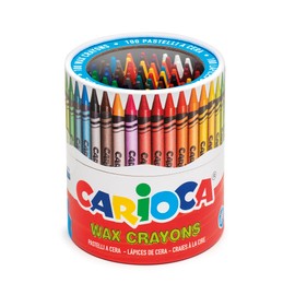 CARIOCA Pastelli a Cera – Barattolo 100 Pezzi, Colori Brillanti, Facili da Temperare, Lavabili, Punta Grossa da 8 mm, Atossici – Ideali per Bambini e Scuola