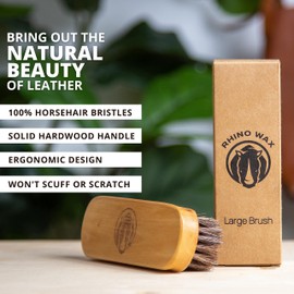 Rhino Wax - Horse Hair Brush - Ideal for Boot or Shoe Brushes - Soft Non-Scratching Horsehair Bristles - Comfy Hard Wood Handle for Cleaning, Polishing, Shining Leather Boots or Shoes