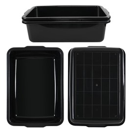 EudokkyNA 4 Pack 34 L Commercial Bus Boxes, Plastic Utility Restaurant Bus Tub, Black