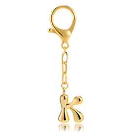 Initial Keychains for Women, Gold Fashion Charm Letter Key Chain Copper Bubble Alphabet Key Ring for Bag Purses(K)