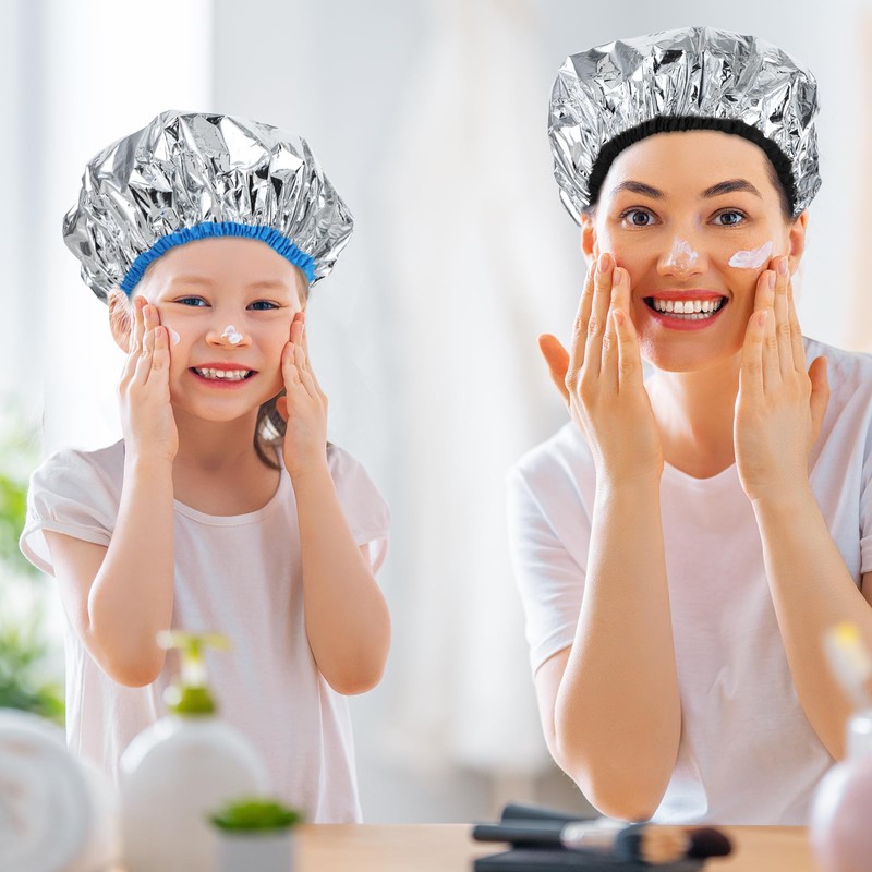 2 Pcs Aluminum Foil Deep Conditioning Hair Cap Reusable Heat