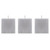 Mega Candles 3 pcs Unscented Solid Square Silver Pillar Candles,