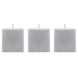 Mega Candles 3 pcs Unscented Solid Square Silver Pillar Candles, Hand Poured Premium Wax Candle 3 Inch x 3 Inch, Home Décor, Wedding Centerpieces, Occasions, Events, Festivities, Holidays, Altar