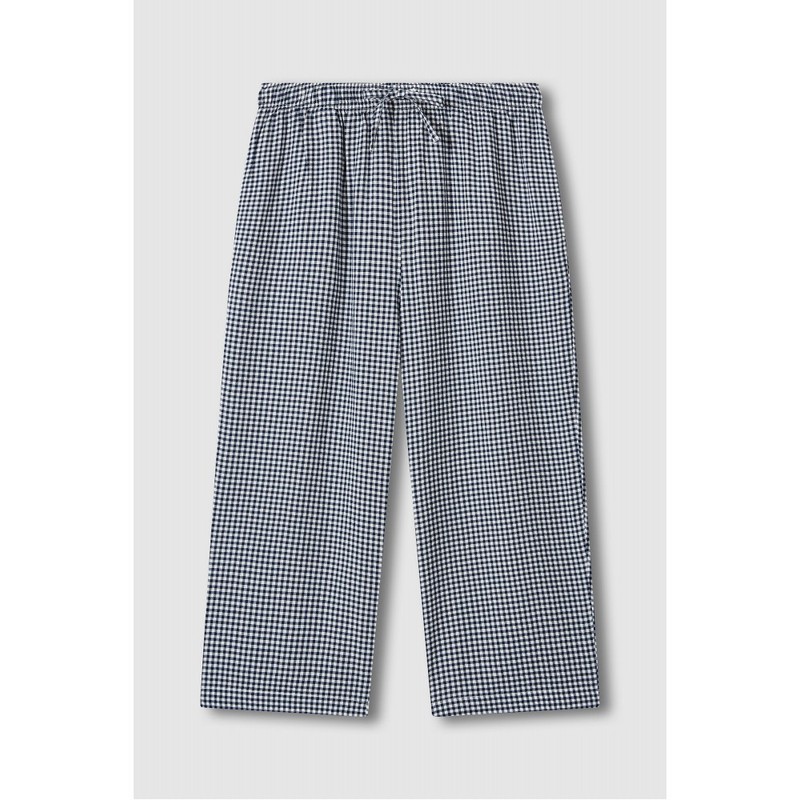 JAJU [JAJU] Women's Rayon Cotton Seersucker 7/8 Pajama Pants_Light Navy