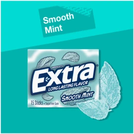 Extra Gum Smooth Mint Sugarfree Gum Bulk, Individually Wrapped, Perfect for Fresh Breath at School, Work, and Travel, 15 Count, Pack of 10