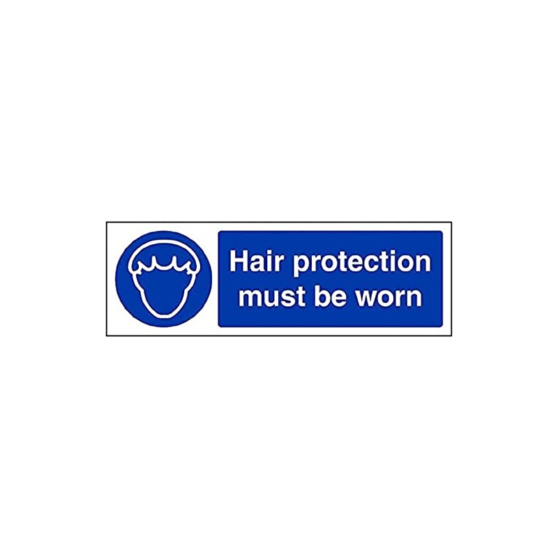 V Safety Hair protection must be worn-300x100mm-Magnetic Safety Sign
