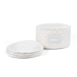 Covermates Keepsakes - Round Dinner Plates Storage – Padded Protection - ID Window - Dish Storage - Cream