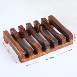 4 Natural Wood Soap Dishes for Shower and Kitchen, Soap Dish with Drain, Easy Cleaning, Drying