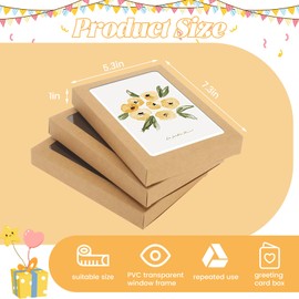 60 Pcs Greeting Card Storage Box,4.5 x 6 x 1 Inch Greeting Card Boxes Kraft Paper Box with PVC Transparent Window Bulk Frame Photo Storage Envelope (Kraft, 5.39 x 7.36 x 1 Inch)