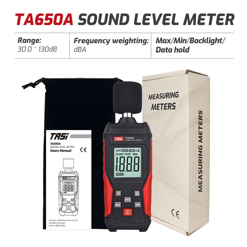 TASI TA650A Digital Sound Level Noise Meter Measurement 30-130dB Decibel