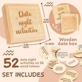 STOFINITY 52 Couples Games Date Night Box for Married Couples - Date Night Gifts for Couples, 5 Year Wedding Gifts for Couples 2024, Wooden Date Ideas Valentine Day Couple Gifts for Newlyweds