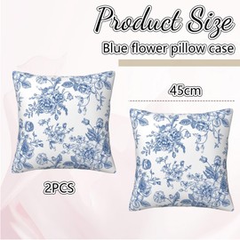 Kotkiddy Chinoiserie Blue-White Cushion Covers 18x18 Set of 2, Floral Throw Pillow Covers Outdoor Decor Cushion Covers for Sofa Bed Couch Pillow Home Decor