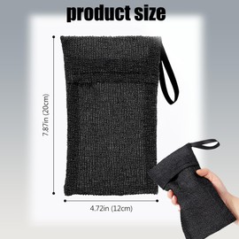 Fokmuaex 2 Pcs Reusable Exfoliating Soap Saver Bags for Shower - Hanging Bath Accessories with Quick-Dry Mesh, Eco-Friendly Soap Pouch for Foaming & Storage (black)