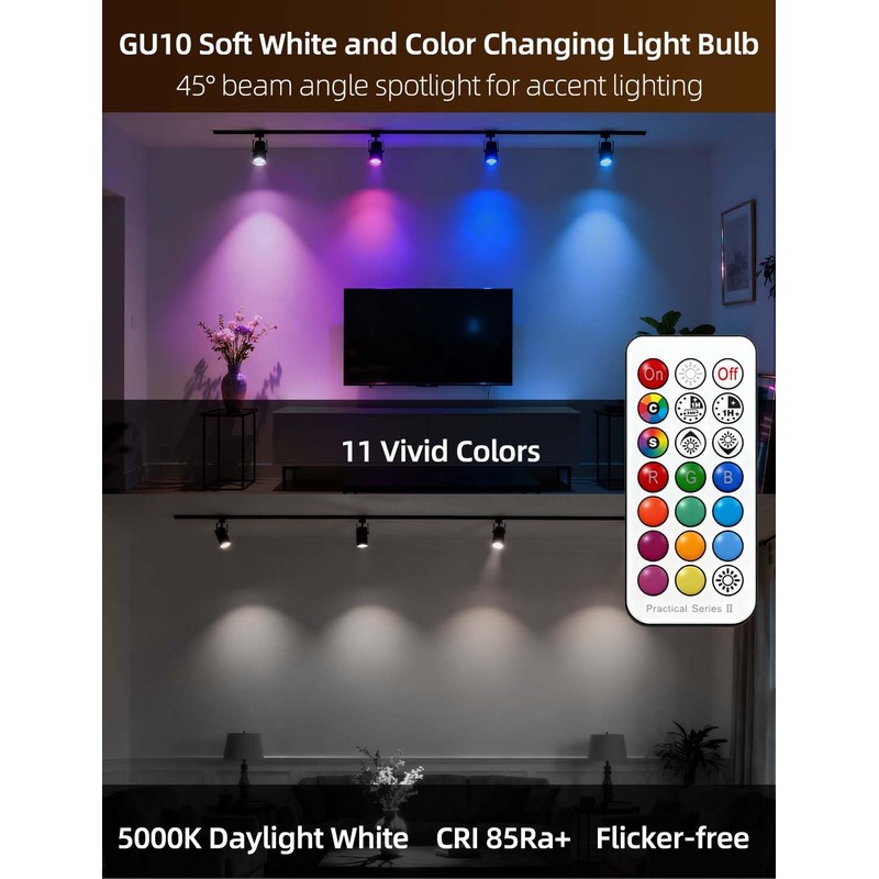 ILC GU10 LED Light Bulb, 40 Watt Equivalent Color Changing