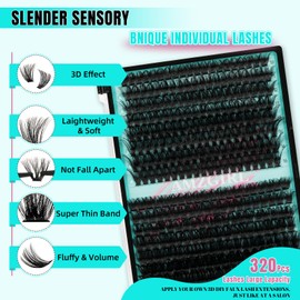 Lash Clusters 320pcs Multipack, 80D 100D Mixed Tray DIY Eyelash Extension Kit, D Curl Natural Wispy Individual Lashes Faux Mink&Cruelty Free Reusable Lash Clusters Extensions Black (80D100D,10-16mm)