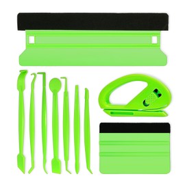 Vinyl Wrap Tool, DIY Wallpaper Smoothing, Furniture Cabinet, Kitchen Countertop Wrap, Vehicle Window Tint, Auto Solar Film, Felt Edge Squeegee, Green, 10 in 1