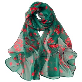 FAIRYGATE Schal Damen Tuch im Flower Muster Design - Hochwertiger Schal für Damen Mädchen - luftiges Halstuch - weiche elegante Chiffon-Stola - Frühling Sommer Herbst Winter B7205