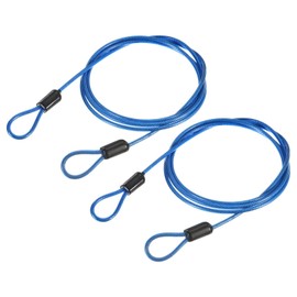 TOP-VIGOR 2Pcs Security Steel Cable, 2.5mm x 1m / 3.28ft Coated Safety Wire Rope Double Loop Flexible Security Cable Lock for Outdoor Travel Luggage Bike, Blue