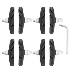 HARFINGTON 8pcs Brake Pads Mountain Bicycle V-Brake Pads Kit Unisex Brake Pads with Hex Wrench for MTB Road Bicycle, Black