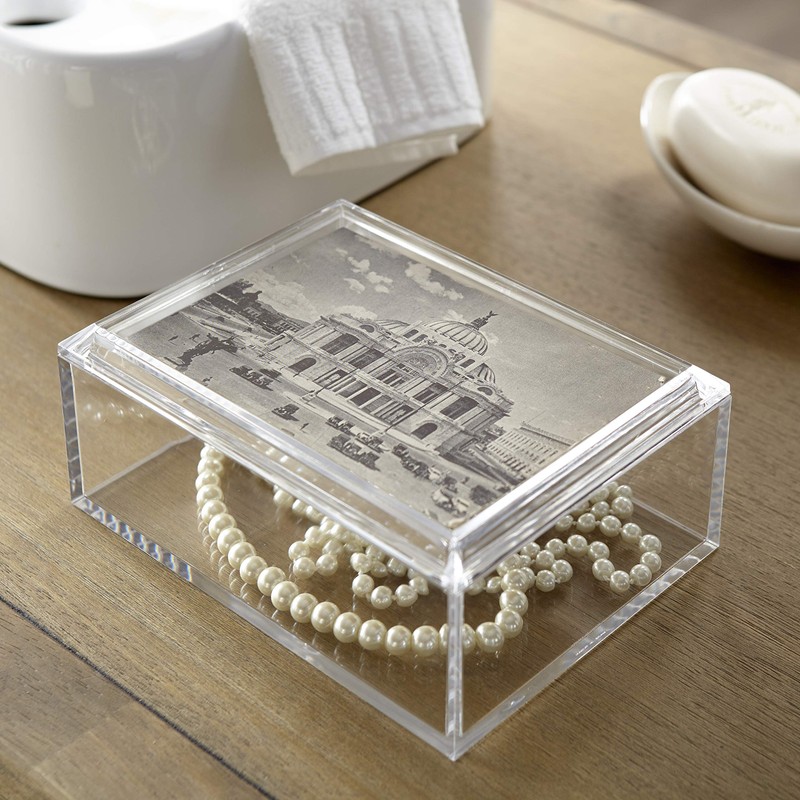 Huang Acrylic Rectangular Jewelry Box with Lid (5x7 Photo Lid)