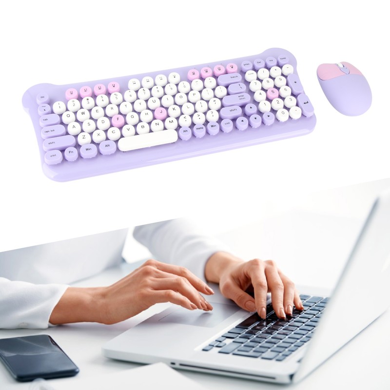 Wireless Keyboard and Mouse 2.4Ghz Connection Cute Keyboard Mouse Set
